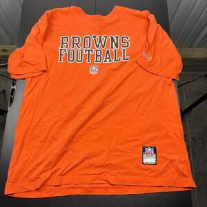 Browns Football NFL Team Apparel Reebok Orange‎ Graphic T-Shirt Large